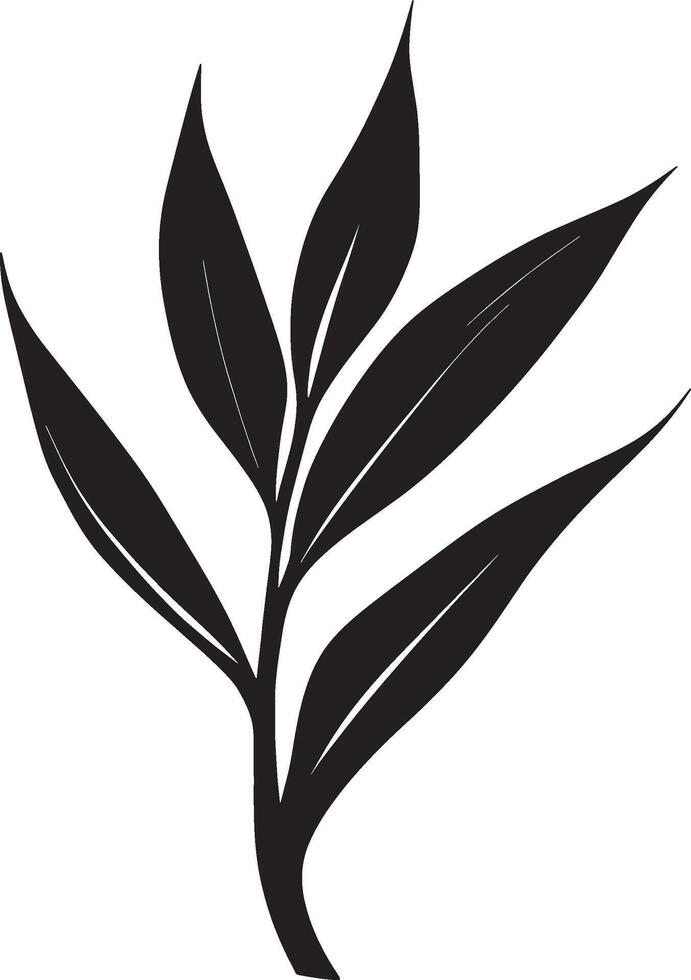 Black illustration of a Bird of Paradise leaf icon vector