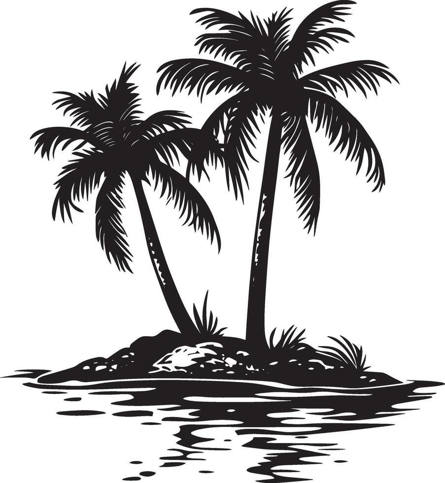 Island silhouette in black style vector