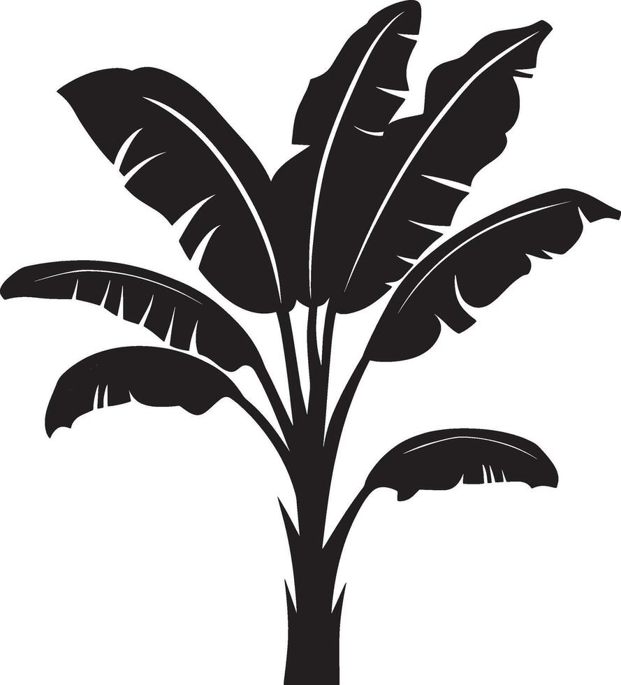 Black illustration of a simple banana plant silhouette vector