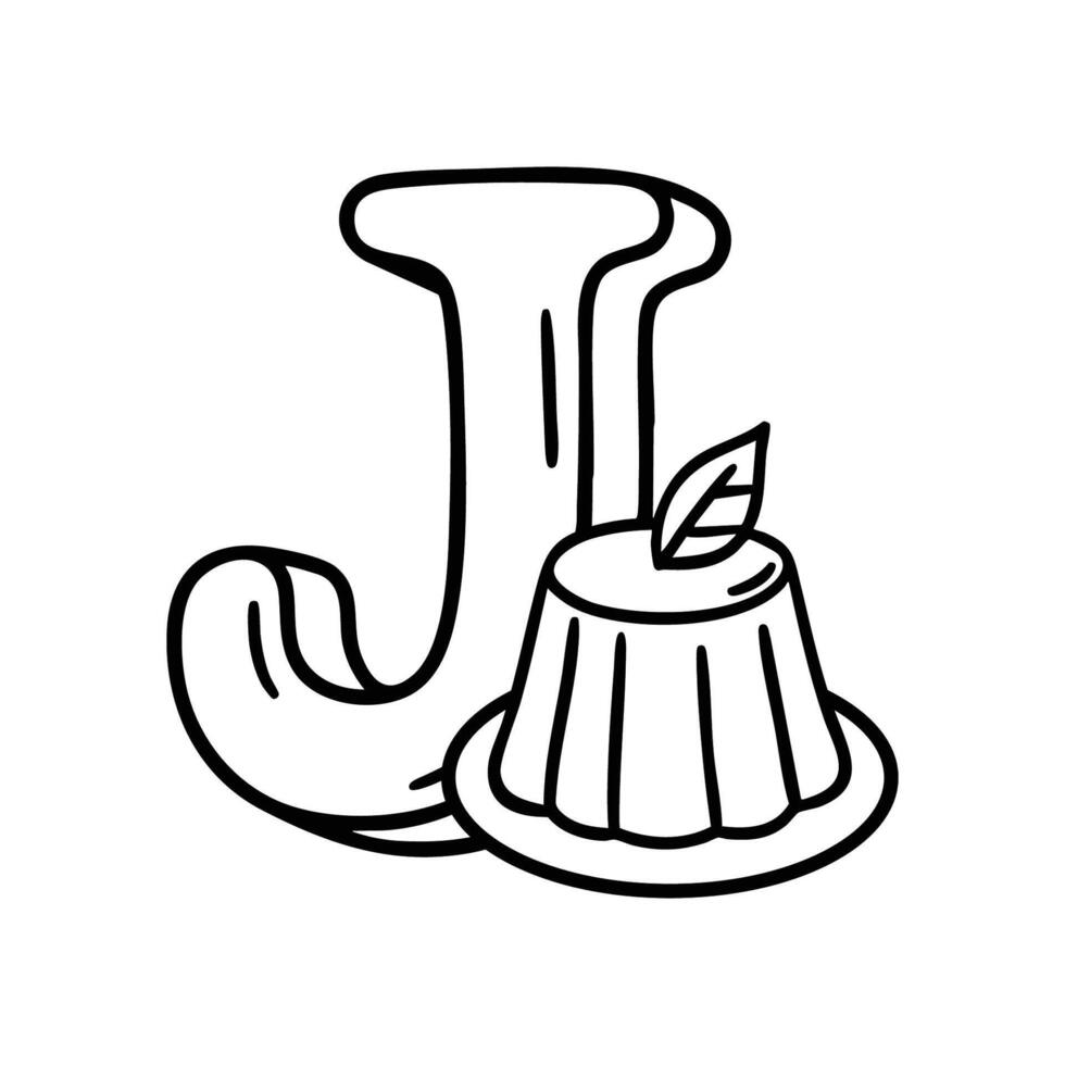 An illustration of Jelly with letter J beside it vector