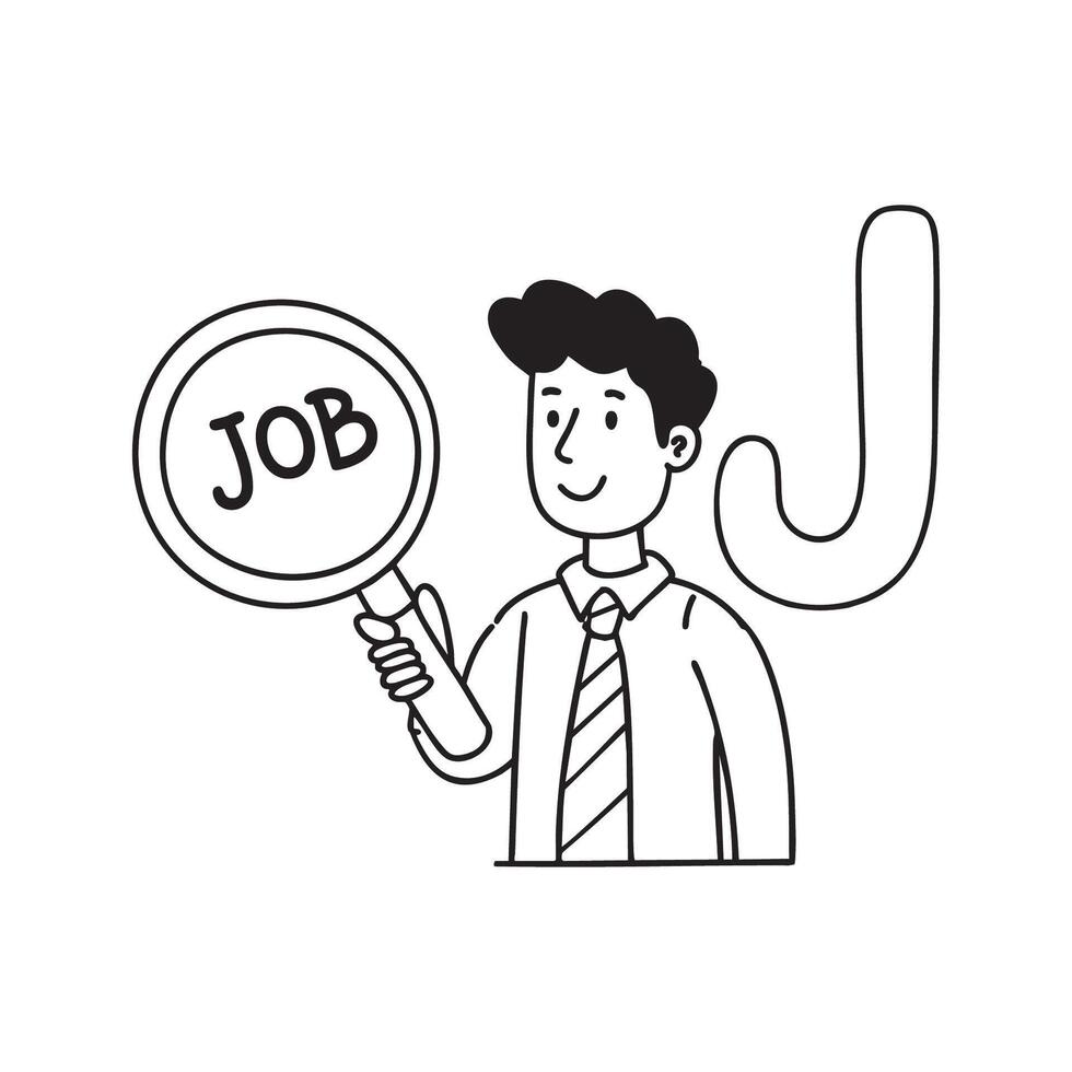 An illustration of Job with letter J beside it vector