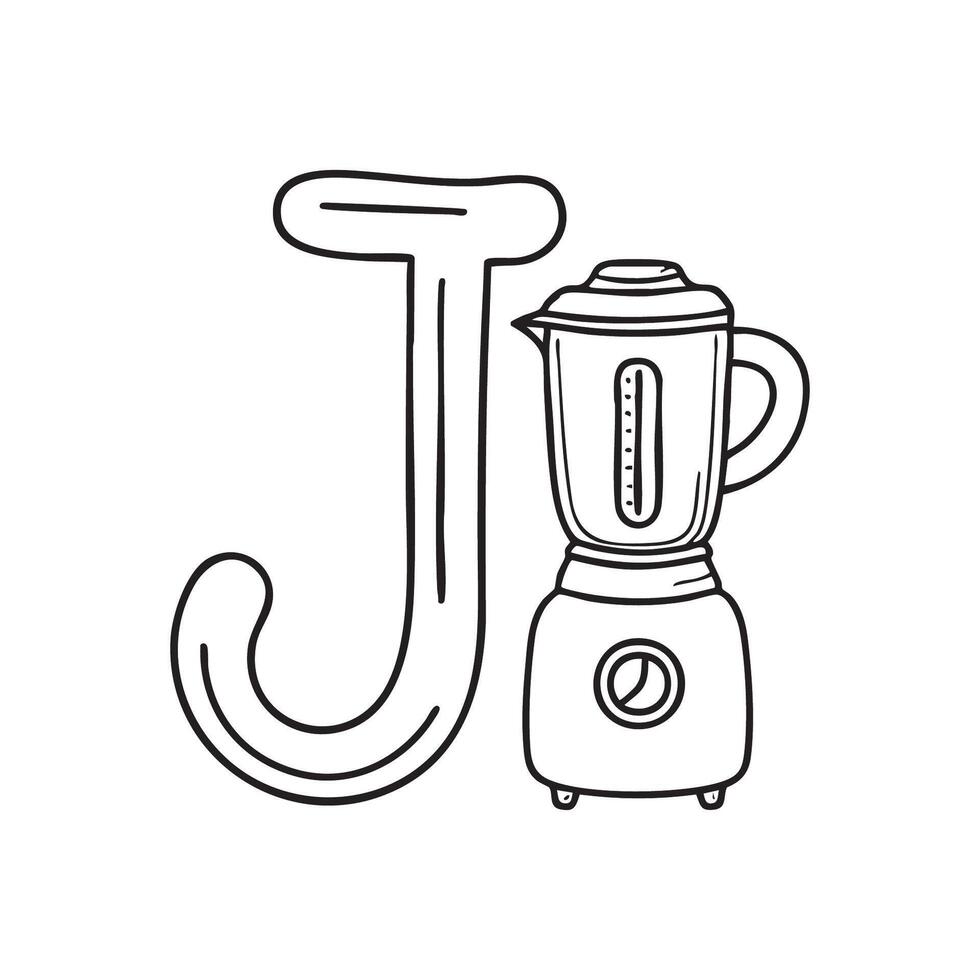 An illustration of Juicer with letter J beside it vector