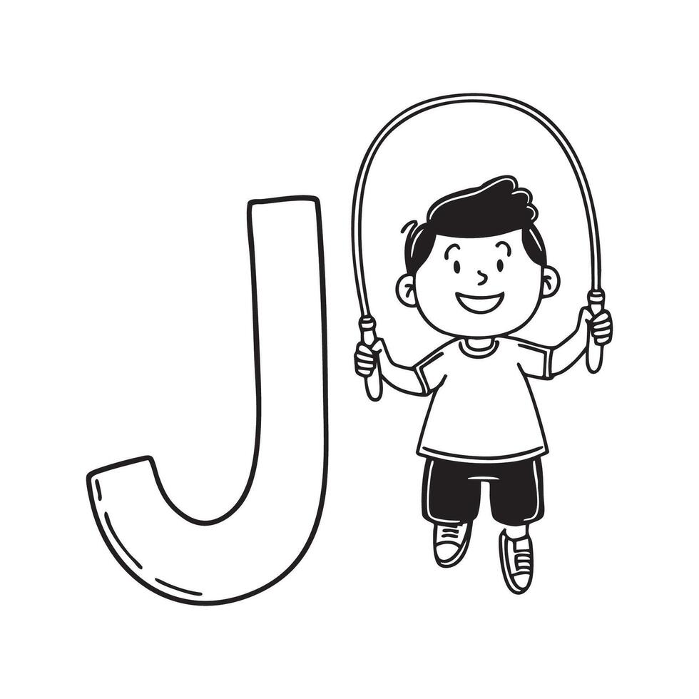 An illustration of Jump rope with letter J beside it vector