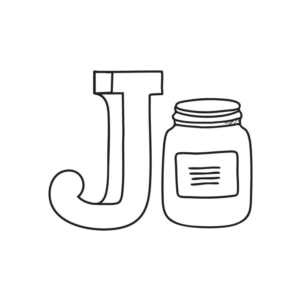 An illustration of Jar with letter J beside it vector