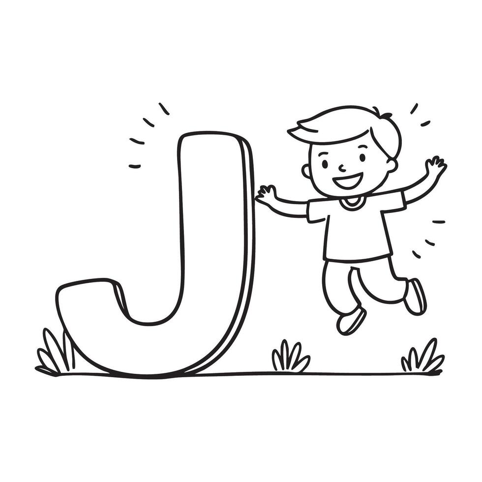 An illustration of Jump with letter J beside it vector
