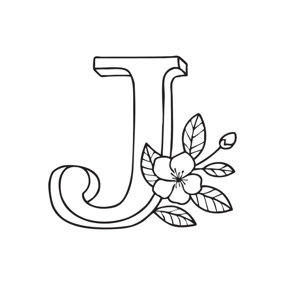 An illustration of Jasmine with letter J beside it vector