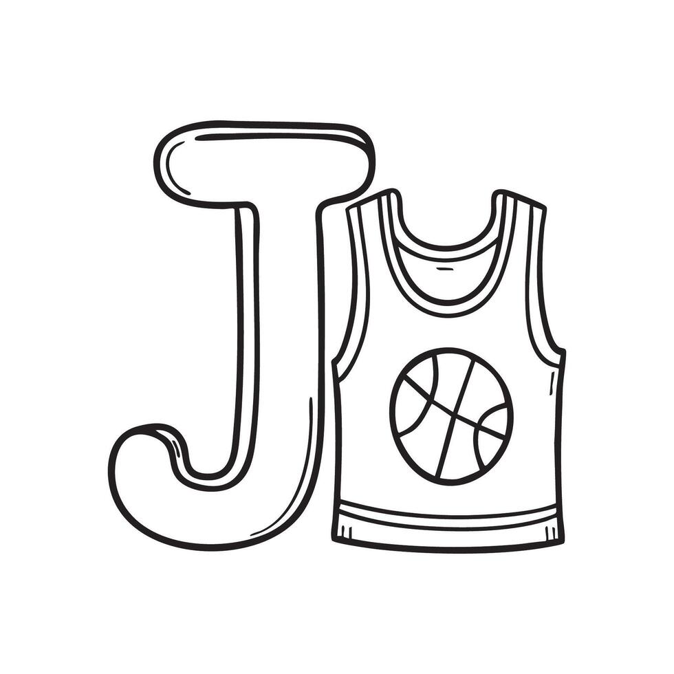 An illustration of Jersey with letter J beside it vector