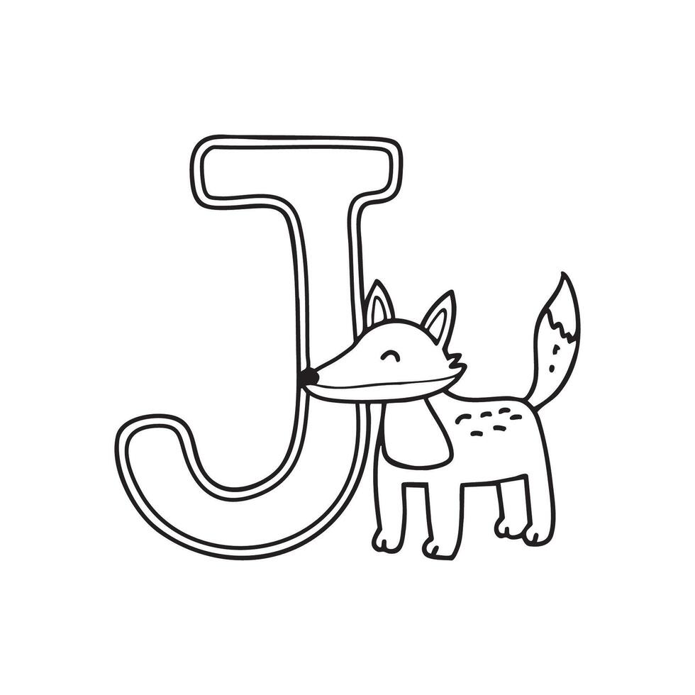 An illustration of Jackal with letter J beside it vector
