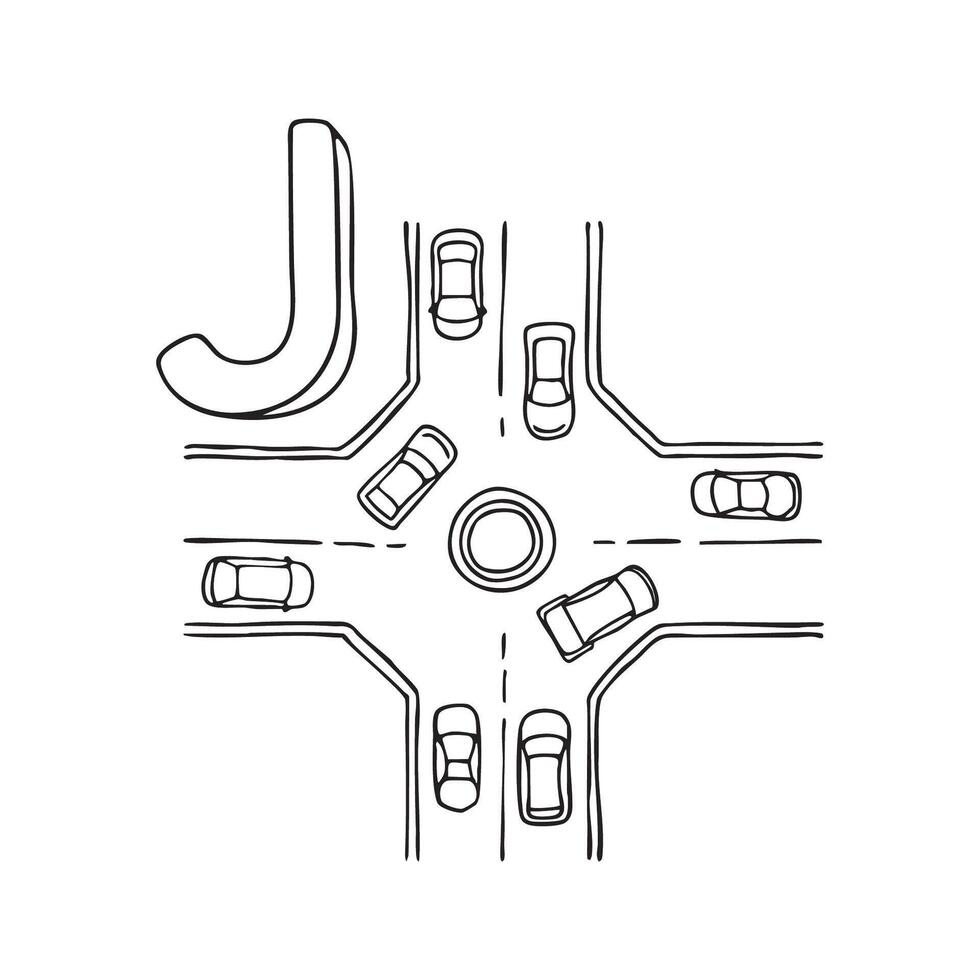An illustration of Junction with letter J beside it vector