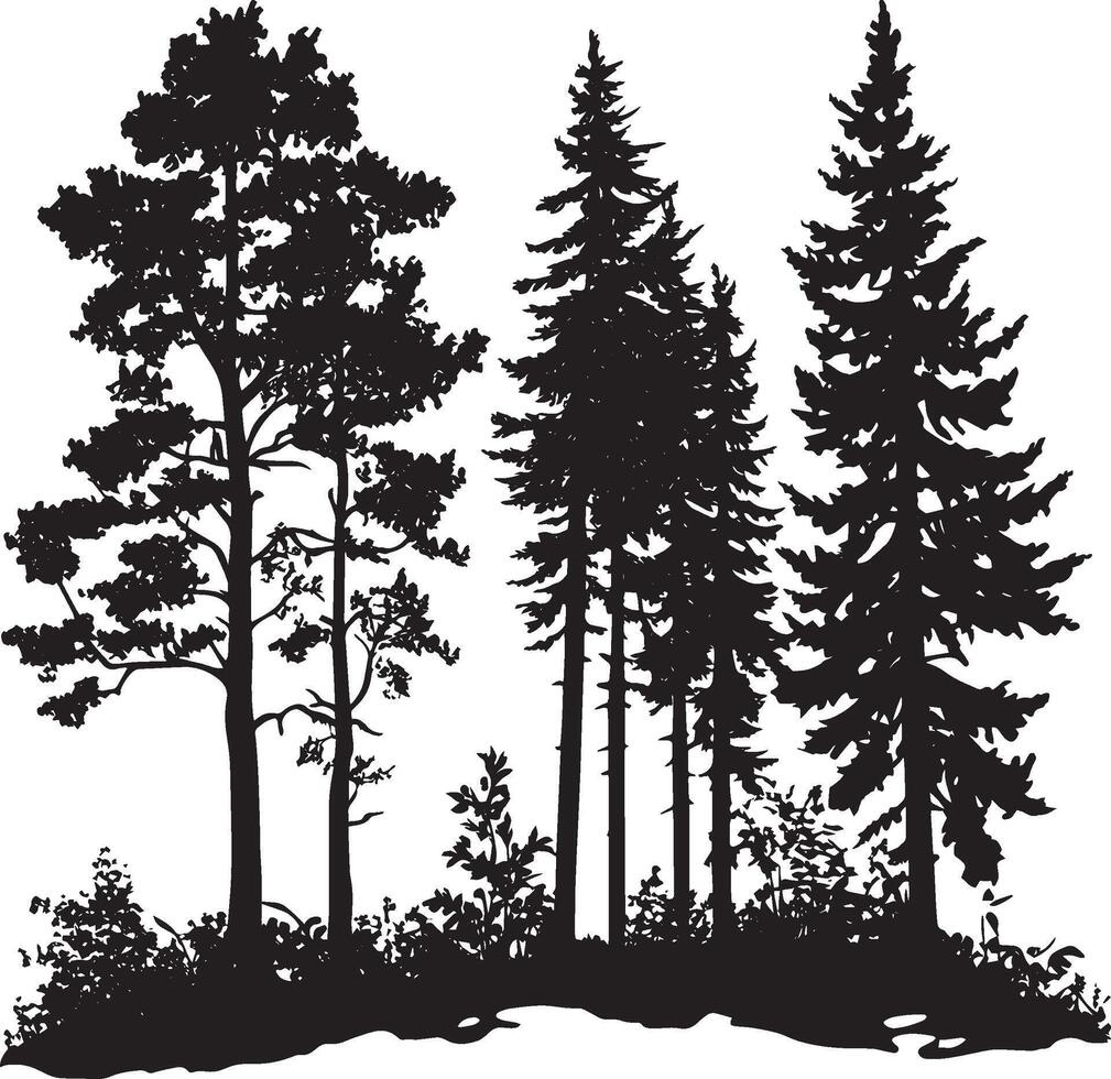 Forest silhouette in black style vector