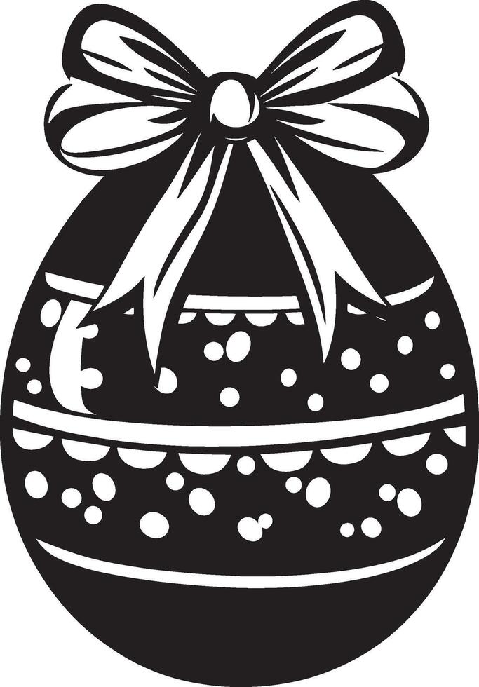 Easter egg with bow and ribbon silhouette in black style vector