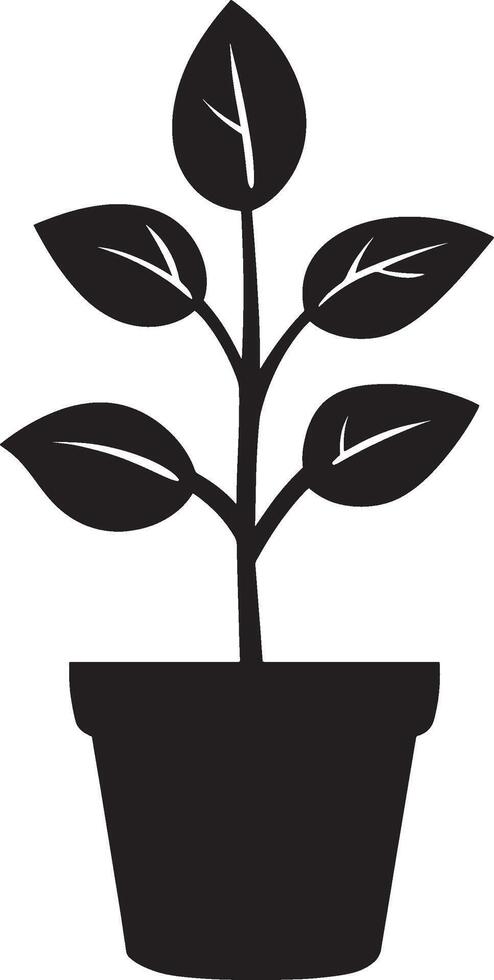 Minimalist black icon of a plant vector