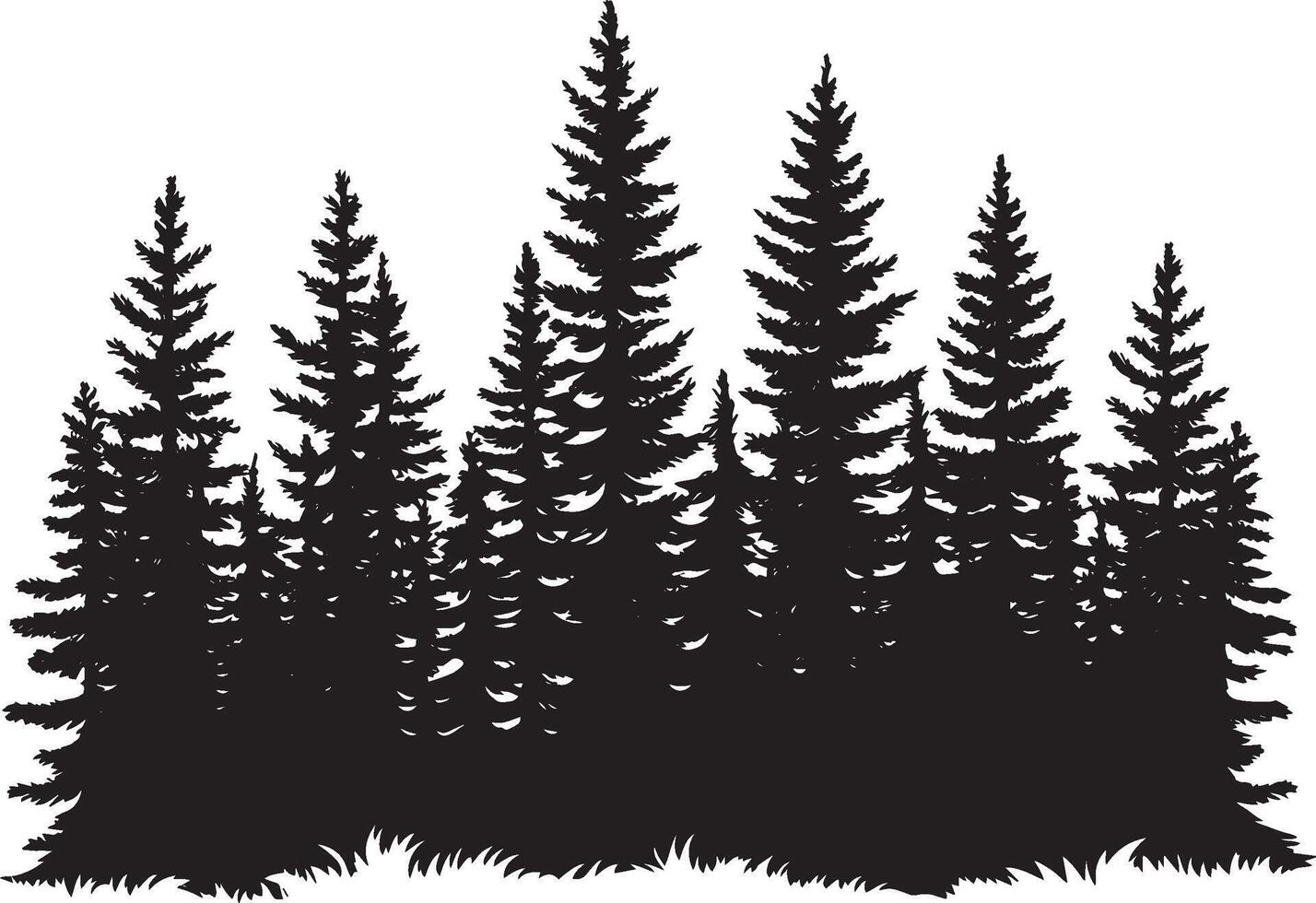 Black illustration of a simple forest silhouette vector