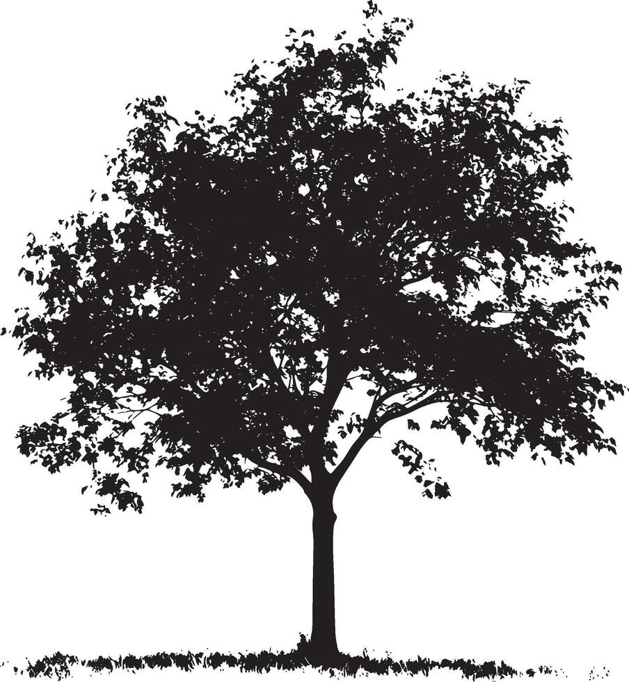 Black illustration of a simple tree silhouette vector