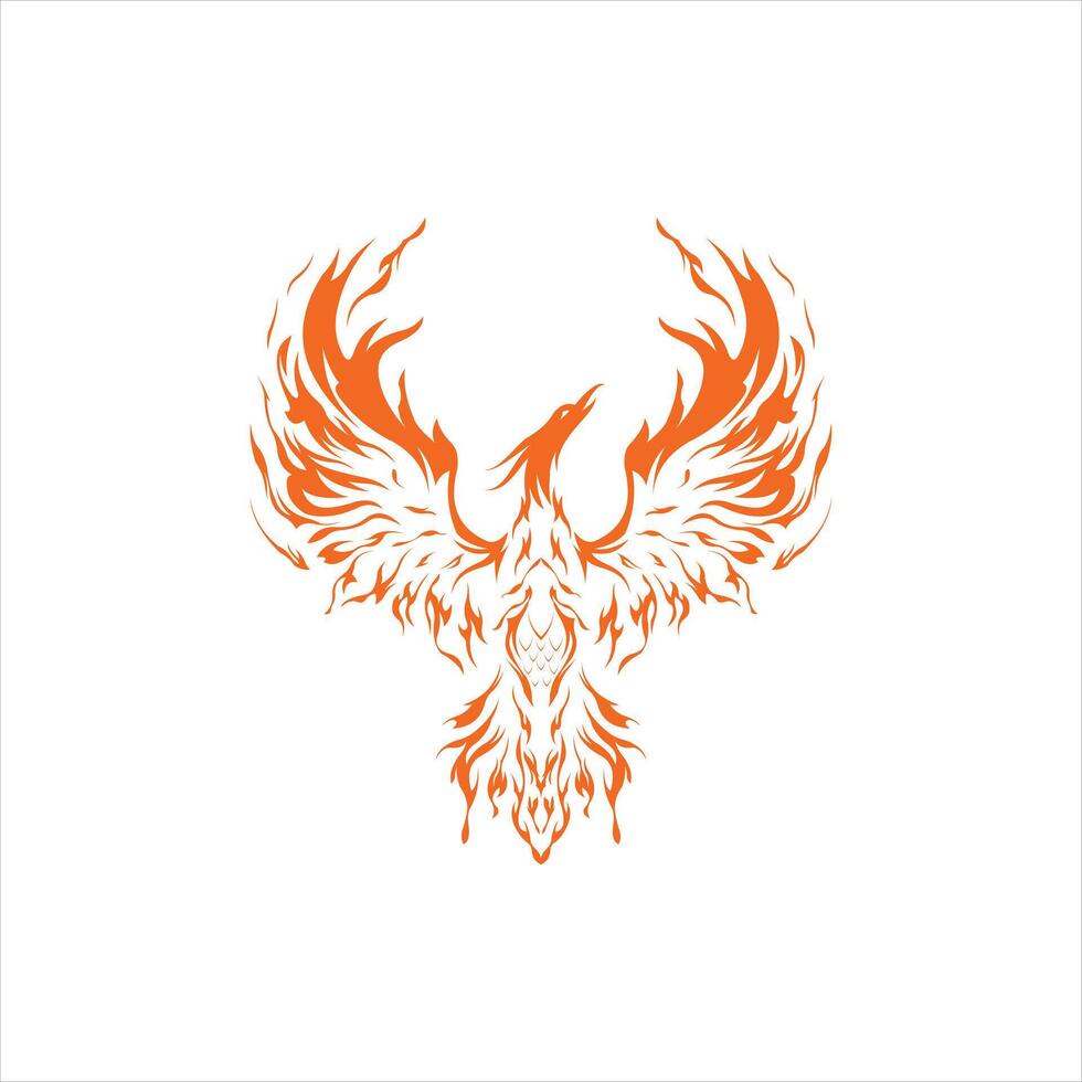An orange phoenix bird on a white background vector