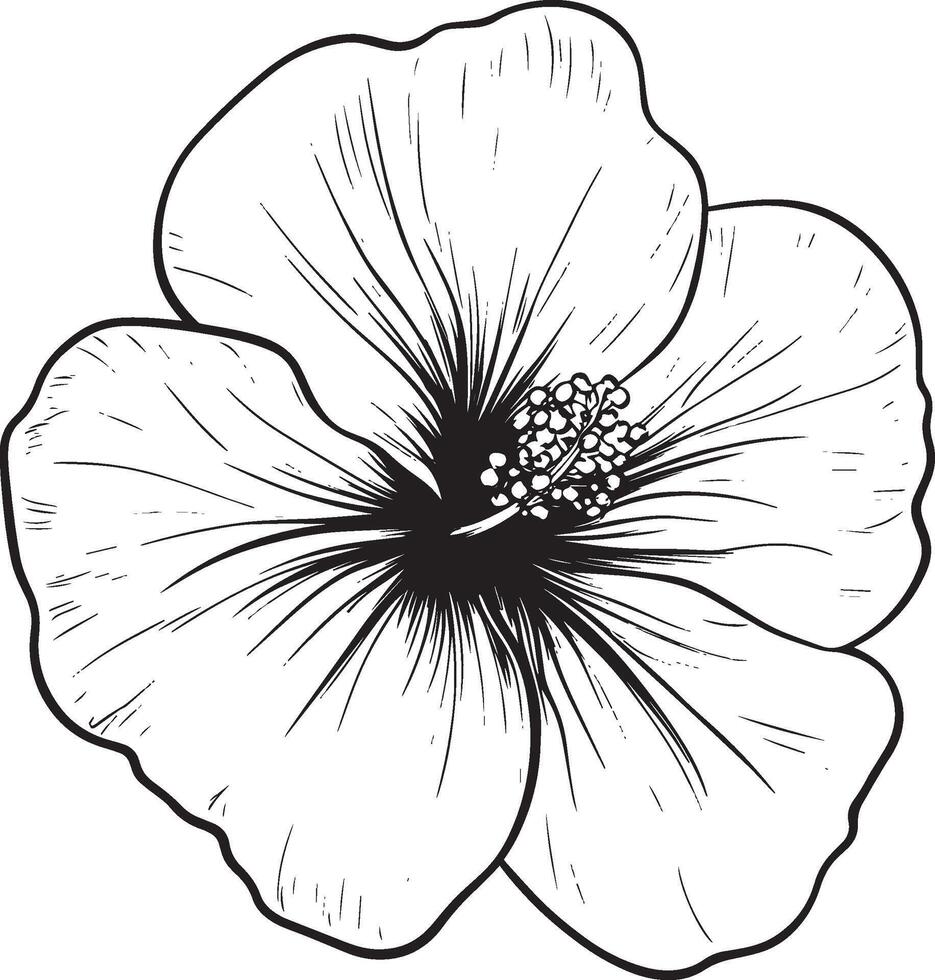 Black illustration of a flower outline vector