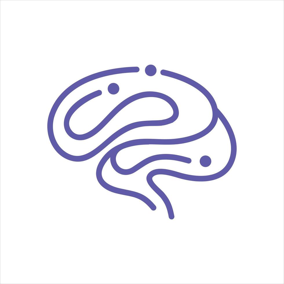 A brain icon with a line drawing of a brain vector