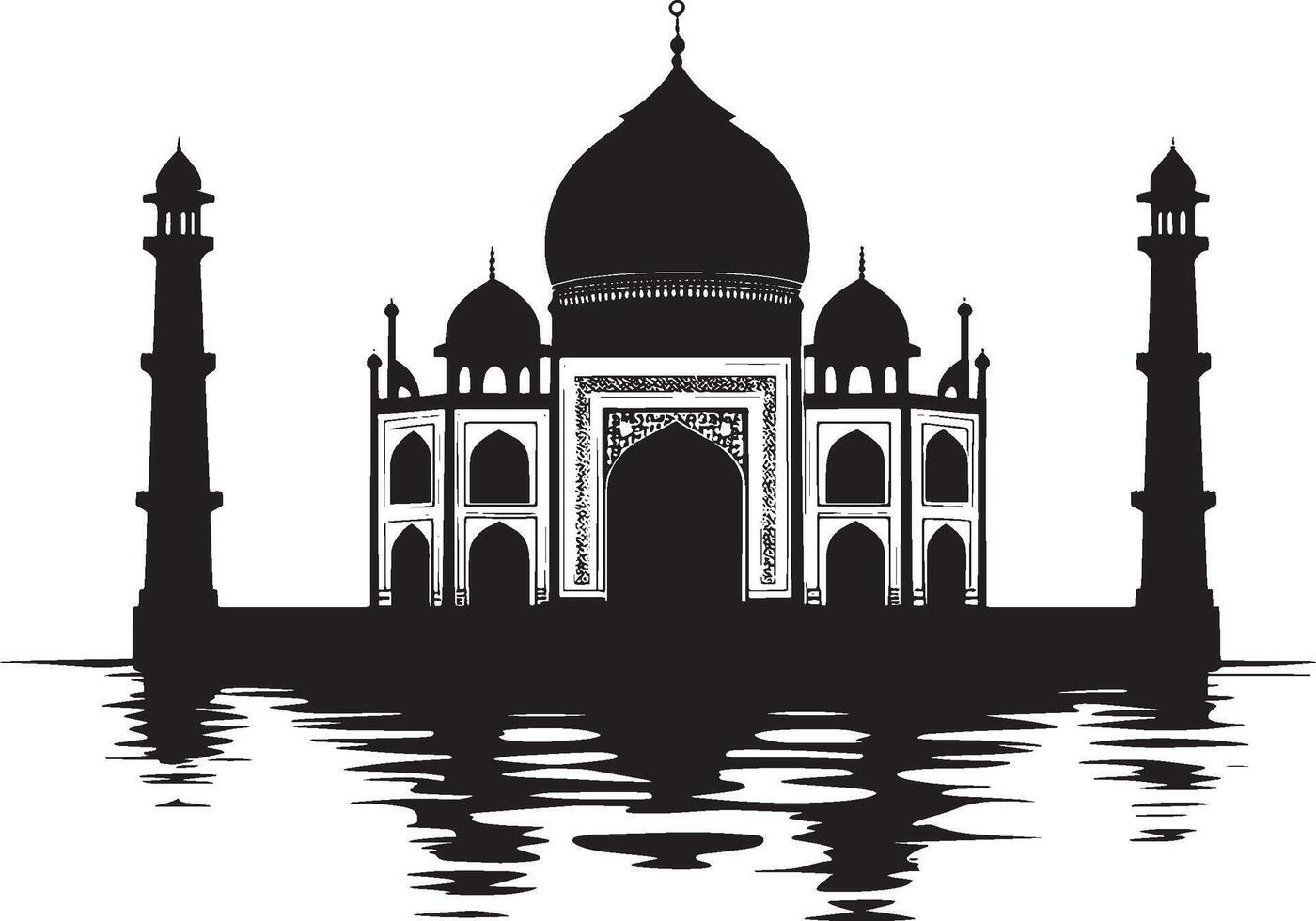 Mosque silhouette in black style vector