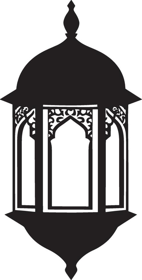 Lantern, eid mubarak concept simple silhouette black illu vector