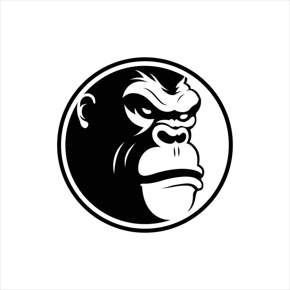 A gorilla head in a circle logo vector