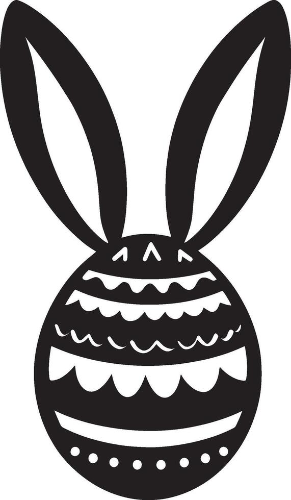 Black illustration of a bunny ear and Easter egg concept icon vector