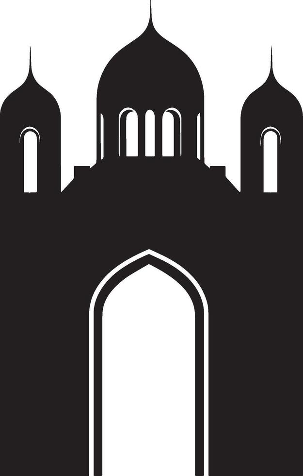 Minimalist black silhouette of a mosque in format vector