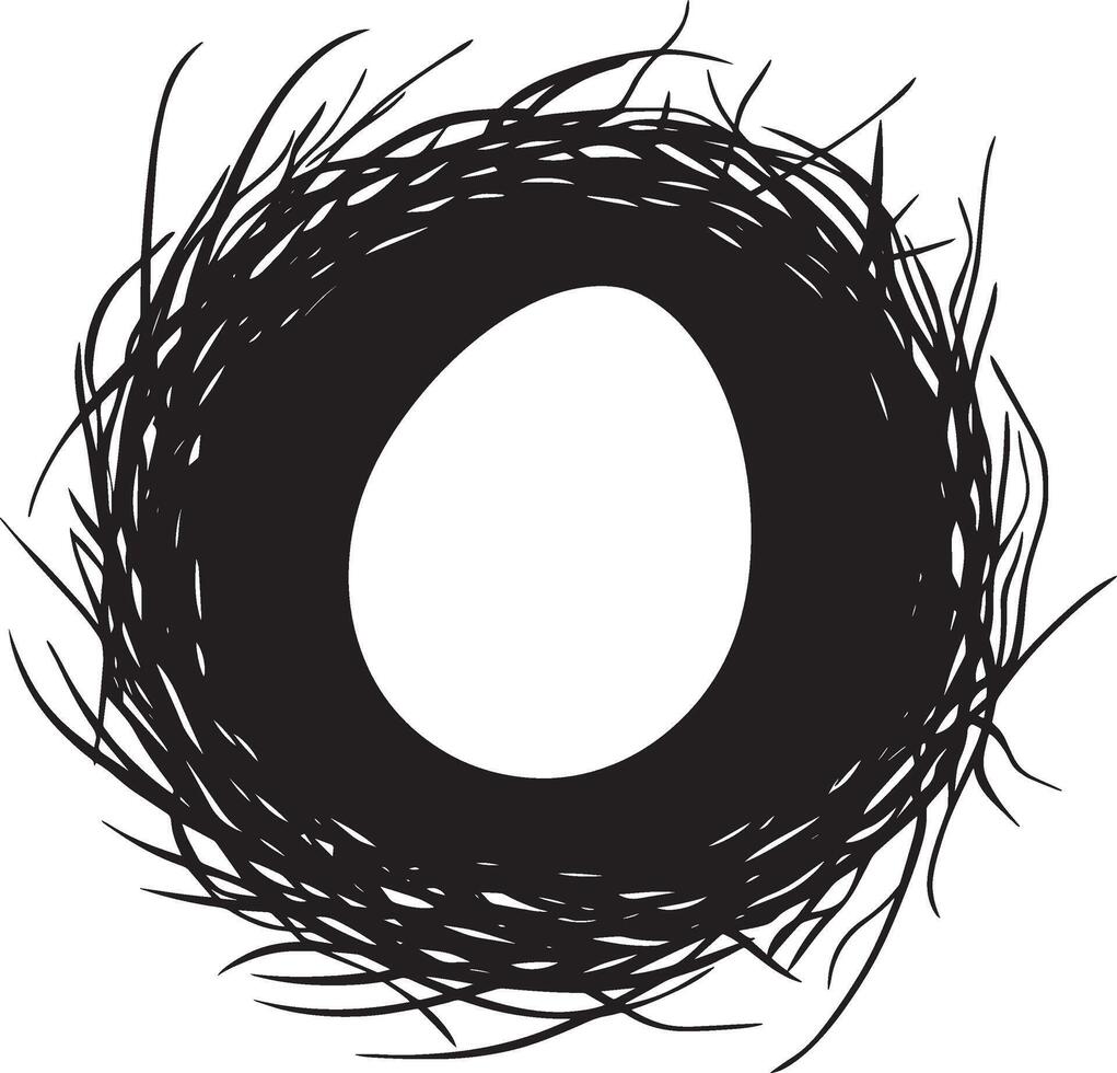 Egg in nest simple silhouette black illustration vector