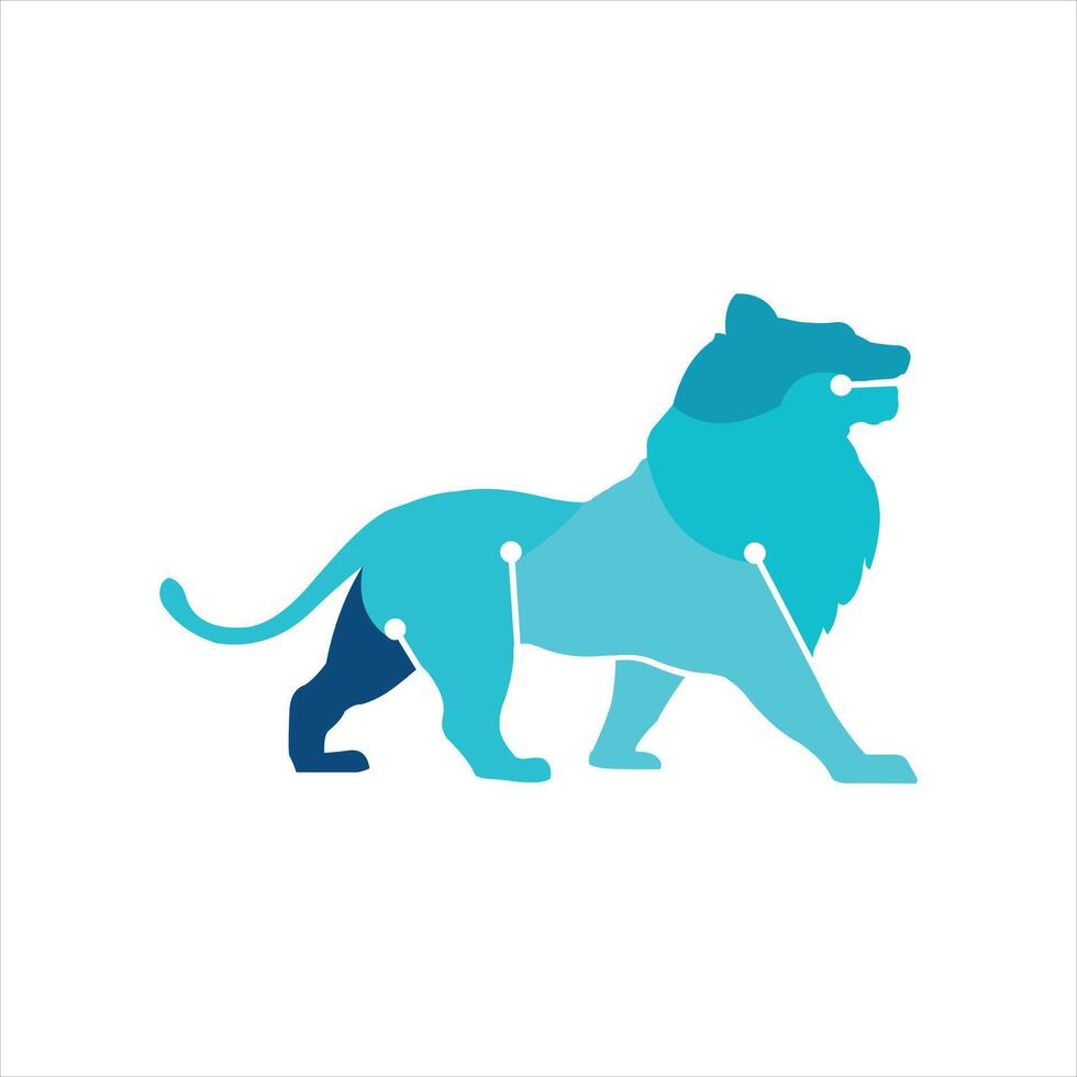 A blue lion with a blue background vector