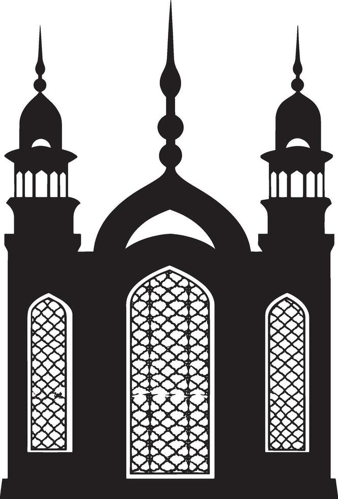 Mosque window, eid mubarak concept icon black illustratio vector