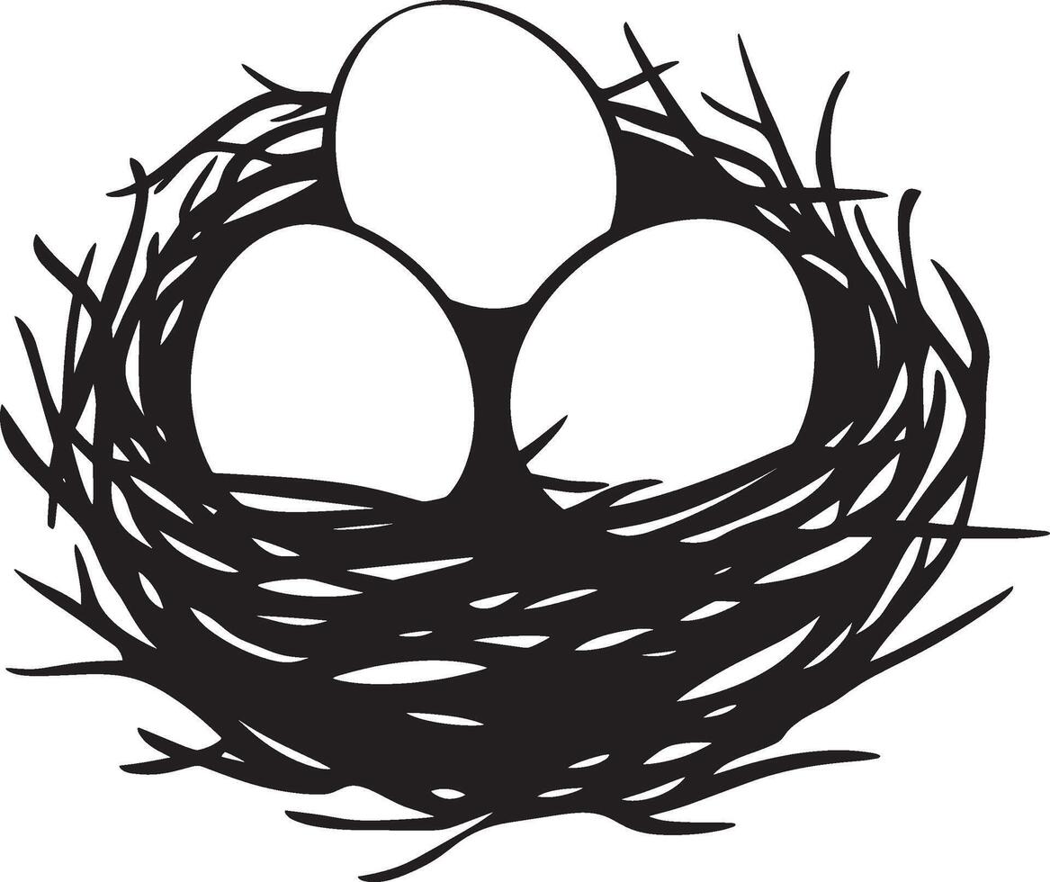 Black illustration of an egg in a nest icon vector