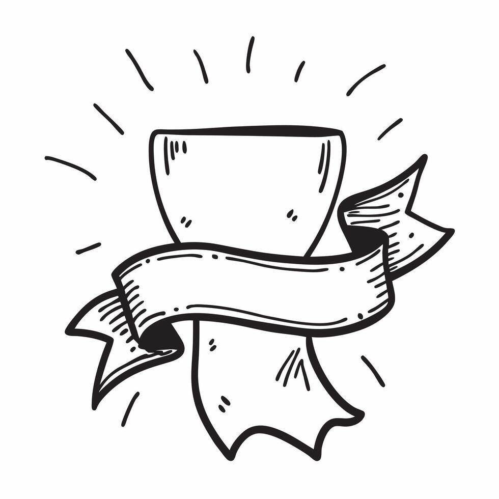 Clean Winners sash and a cup symbolizing recognition and achievement with ample space for text concept as A winners sash draped over a cup representing recognition and notable achieveme vector