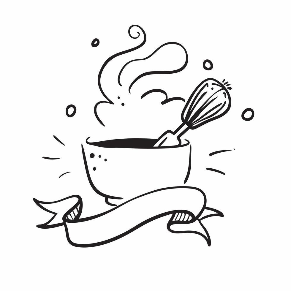 Clean Whisk and bowl illustration with space for text and graphics concept as An illustrative whisk and bowl design featuring ample space for both text and graphics perfect for illustrat vector