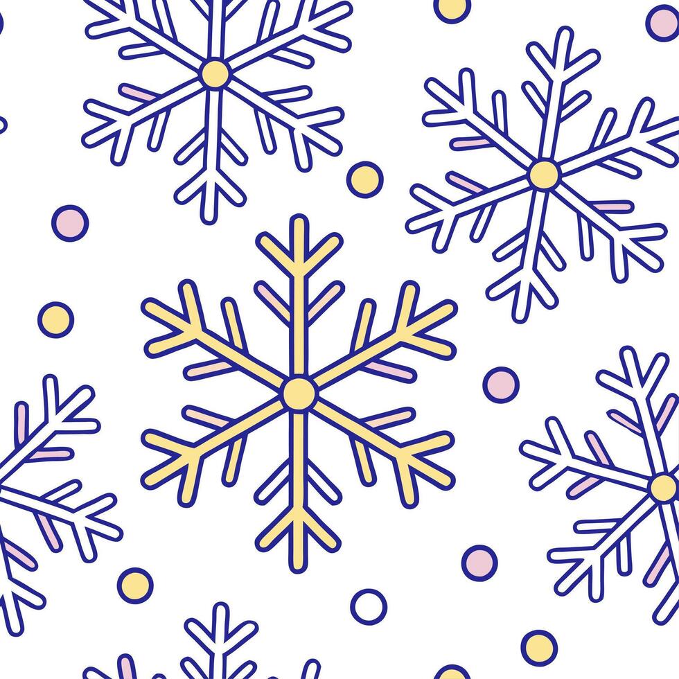 Clean Whimsical snowflake seamless tile pattern with playful shapes and bright accents concept as Playful snowflake shapes with bright accents create a whimsical seamless tile pattern pe vector