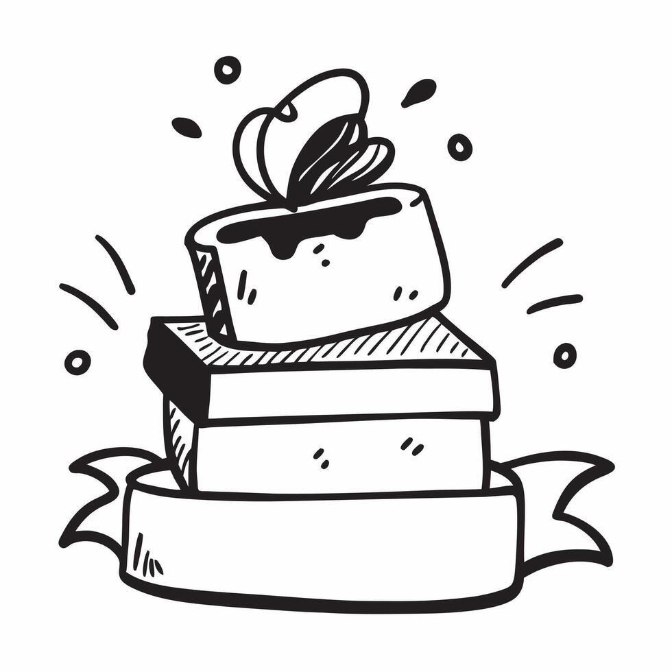Clean Wedding cake and topper icon with copy space for menus concept as A modern wedding cake and topper icon design with generous copy space perfect for enhancing wedding menus dessert vector