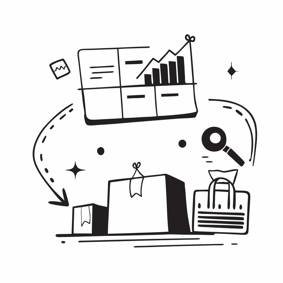 Clean Warehouse system and warehouse analytics icon with space for text and graphics on a white background concept as A modern warehouse system and warehouse analytics icon design featur vector