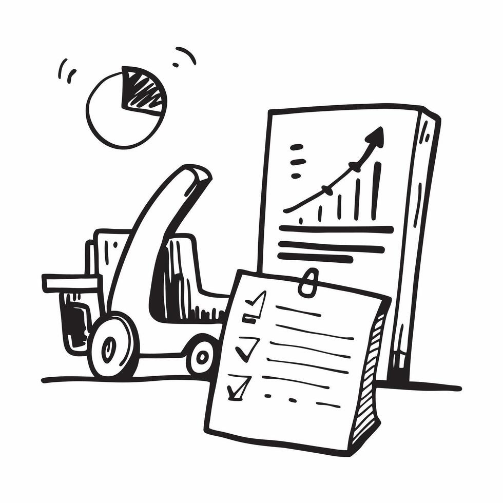 Clean Warehouse storage and a revenue forecast report symbolizing revenue forecasting in double exposure with copy space concept as Warehouse storage blended with a revenue forecast rep vector