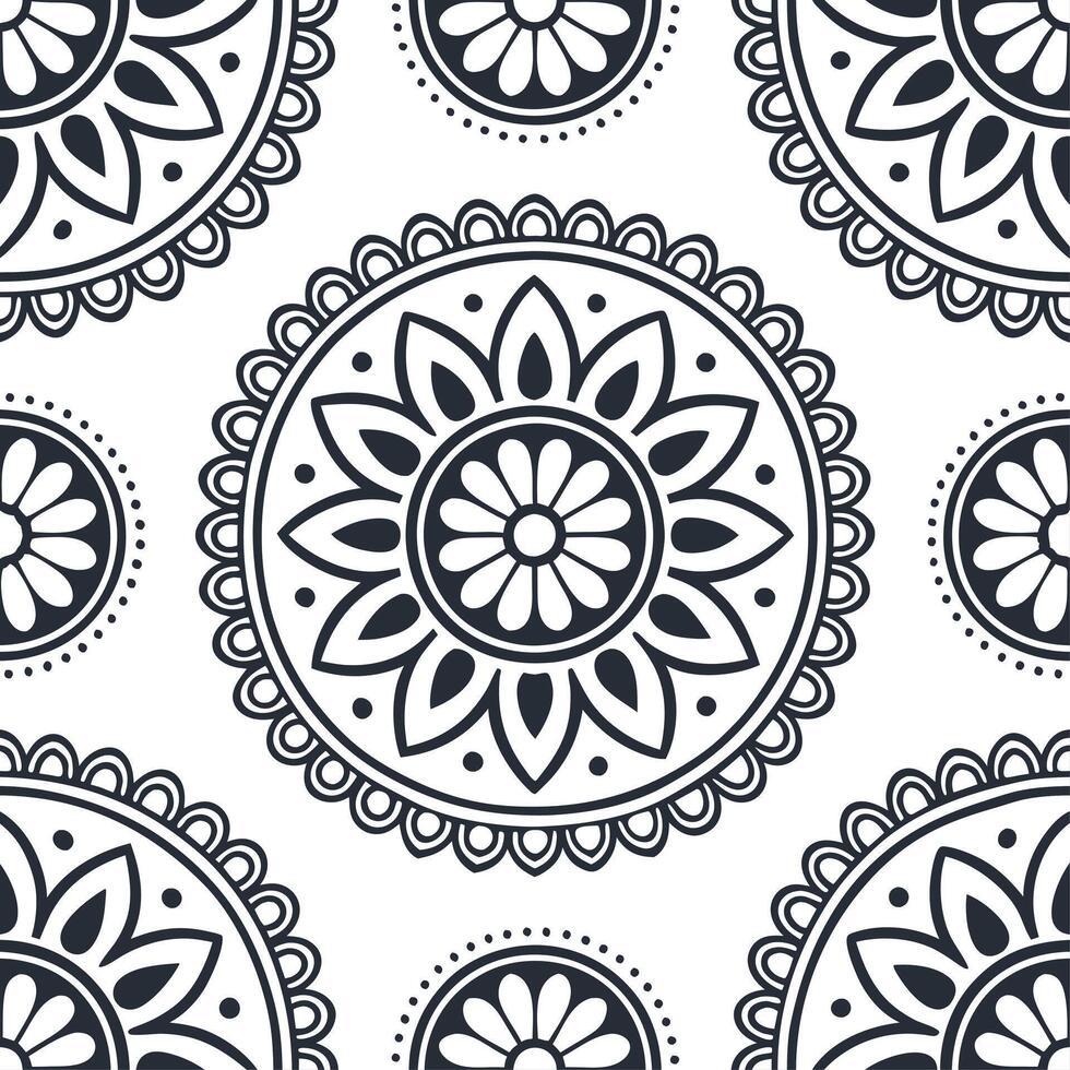 Clean Vintage medallion seamless tile pattern ornate details isolated white background perfect for classic home decor concept as Creating seamless tile pattern featuring vintage medallio Set 11 vector