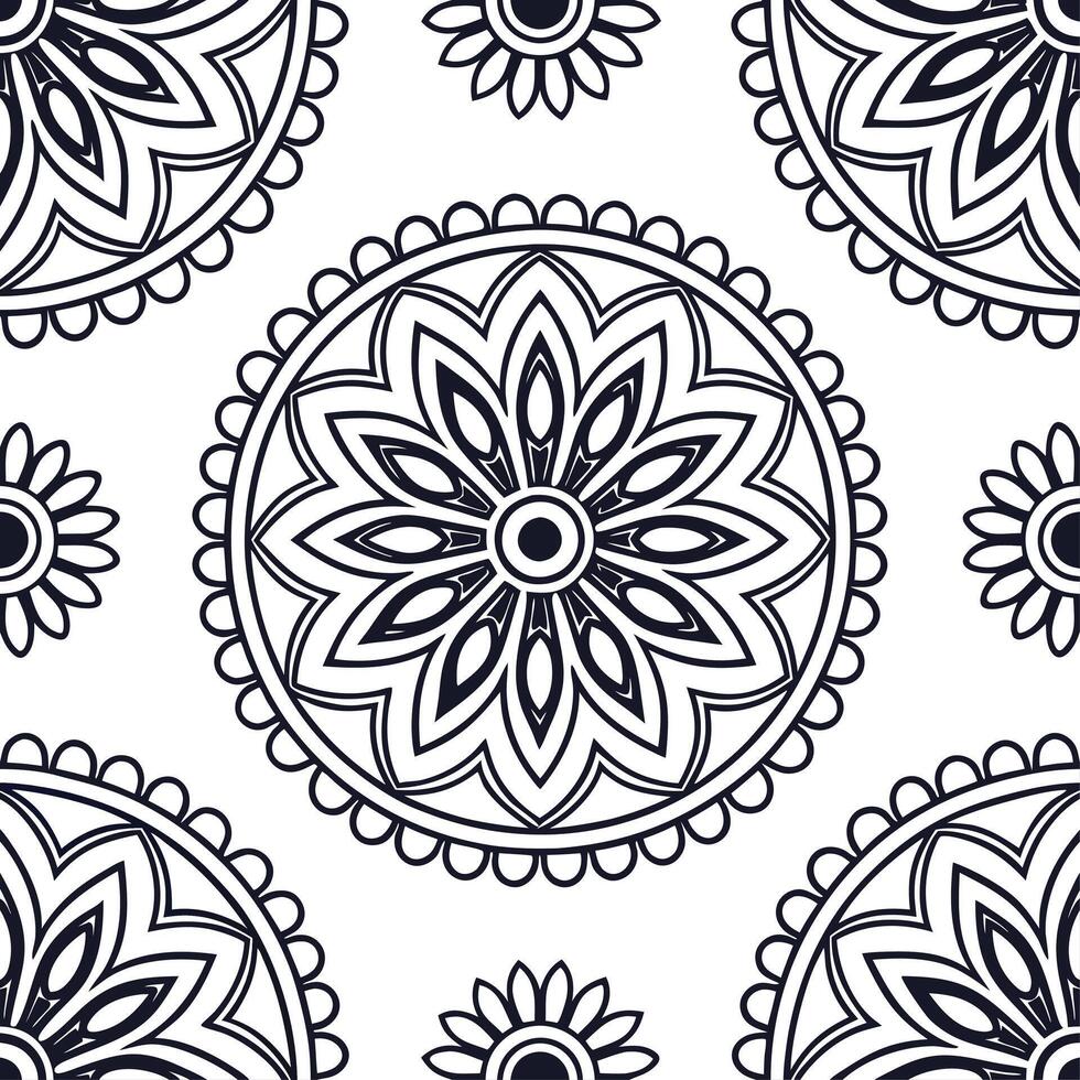 Clean Vintage medallion seamless tile pattern ornate details isolated white background perfect for classic home decor concept as Creating seamless tile pattern featuring vintage medallio Set 7 vector