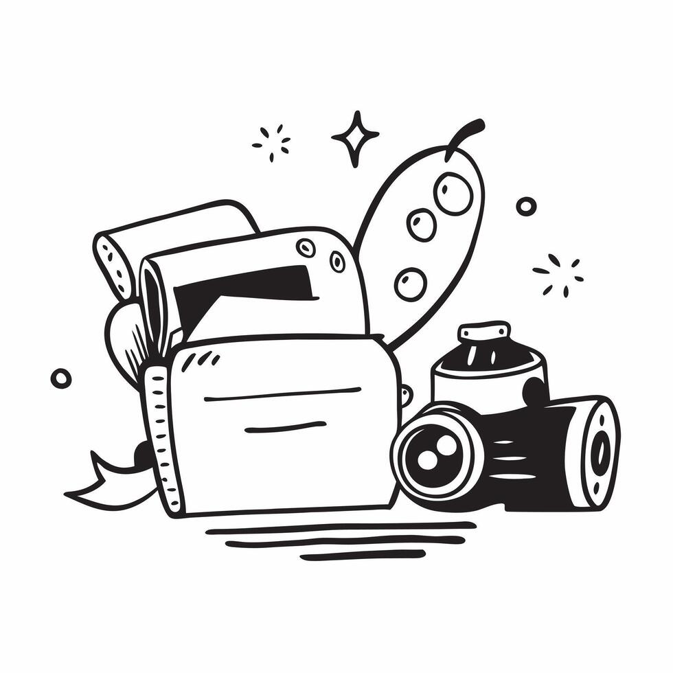 Clean Vintage Camera and Film Roll concept as A vintage camera beside a film roll with ample copy space representing the classic era of photography in Photo Stock Concept vector
