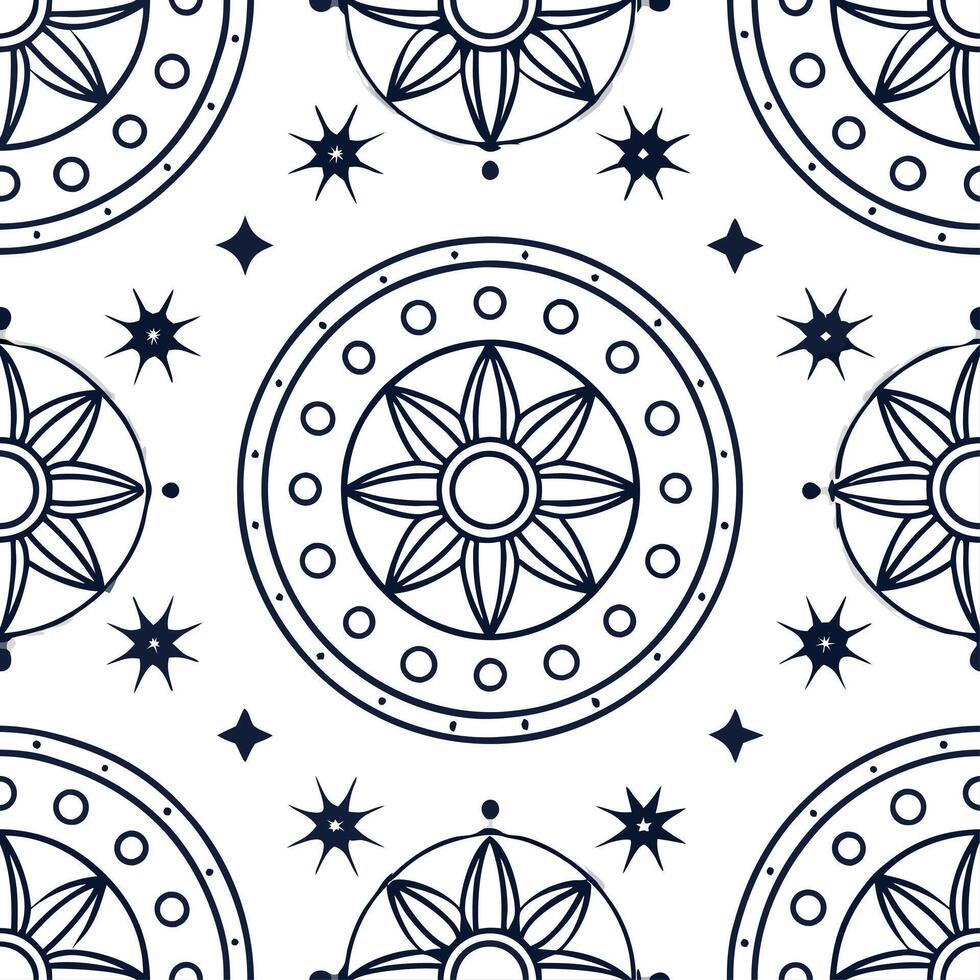 Clean Vintage medallion seamless tile pattern ornate details isolated white background perfect for classic home decor concept as Creating seamless tile pattern featuring vintage medallio Set 2 vector