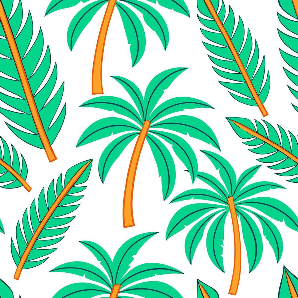Clean Vibrant summer leaves seamless pattern with banana leaves and tropical greenery for bold summer vibes concept as Bold banana leaves and tropical greenery arranged in a seamless til Set 2 vector