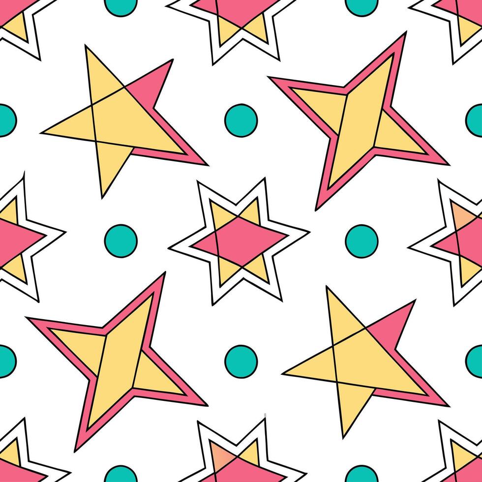 Clean Vibrant retro polygon seamless tiles triadic colors on white background ideal for dynamic designs concept as Designing vibrant seamless tile with retro polygons in triadic colors o vector
