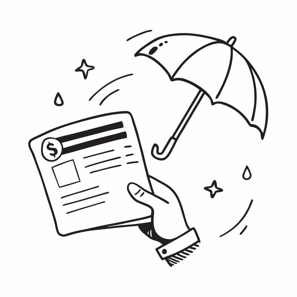 Clean Umbrella and insurance card icon with copy space for policy evaluations concept as A modern umbrella and insurance card icon design with generous copy space perfect for enhancing p vector