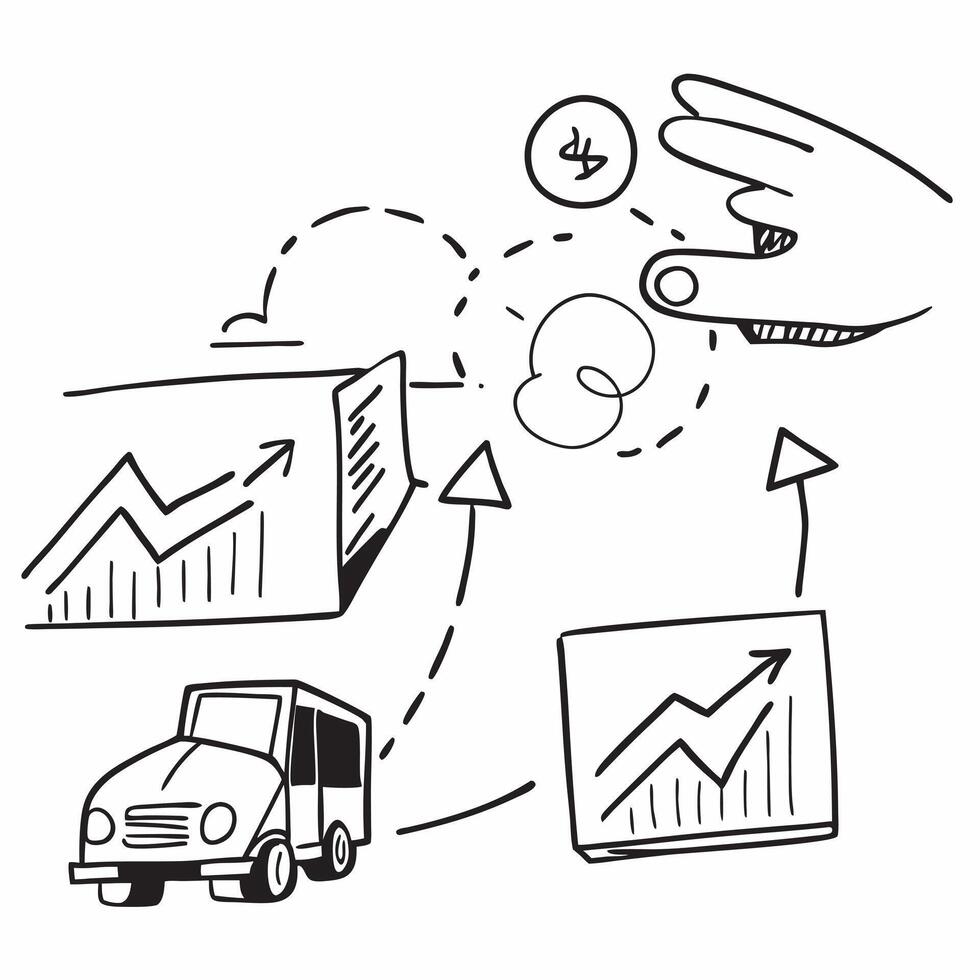 Clean Truck fleet and a financial forecast symbolizing fleet cost management in double exposure with copy space concept as A truck fleet blended with a financial forecast representing f vector