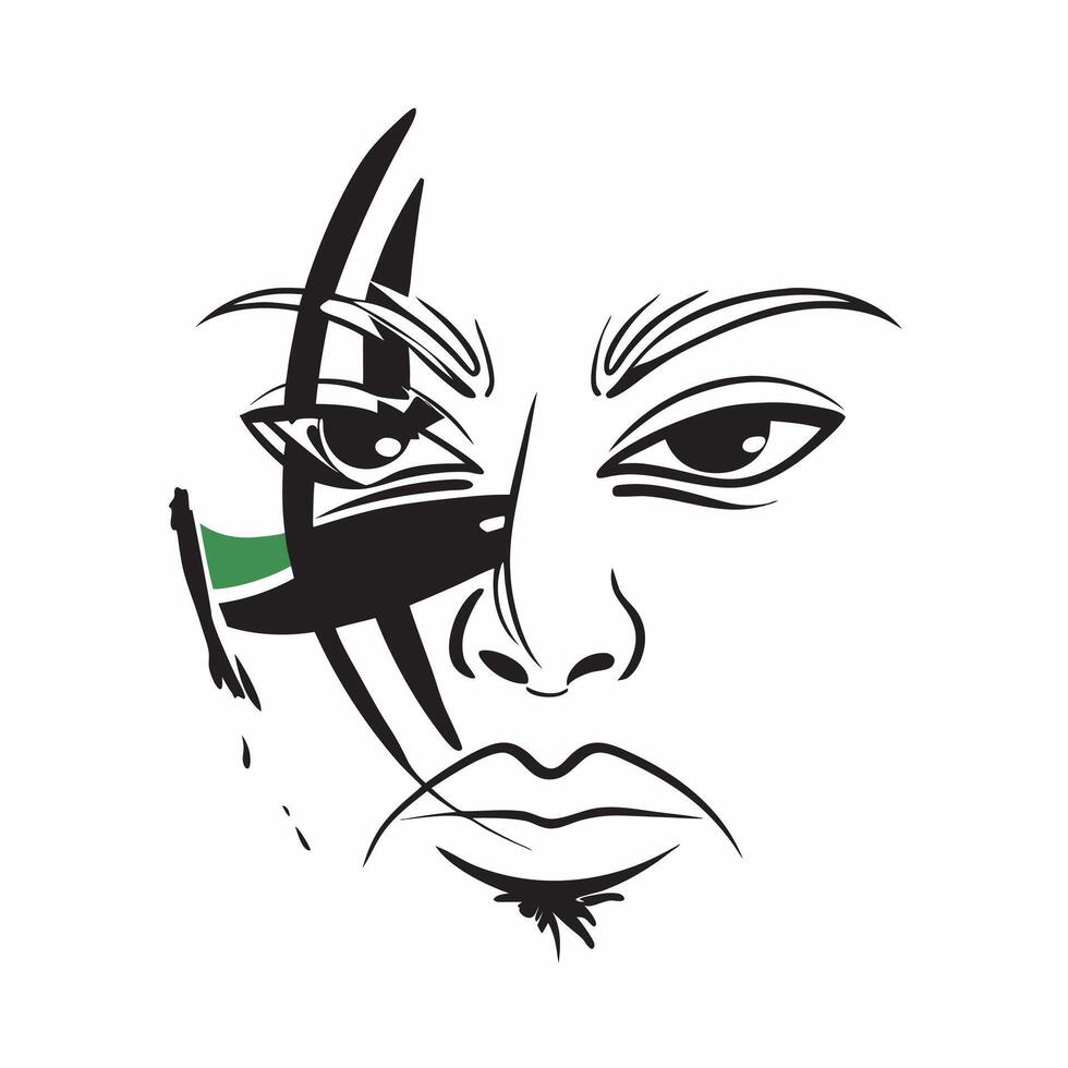 Clean Tricolor Face Paint concept as Abstract face paint in saffron white and green with copy space symbolizing patriotic fervor in Photo Stock Concept vector
