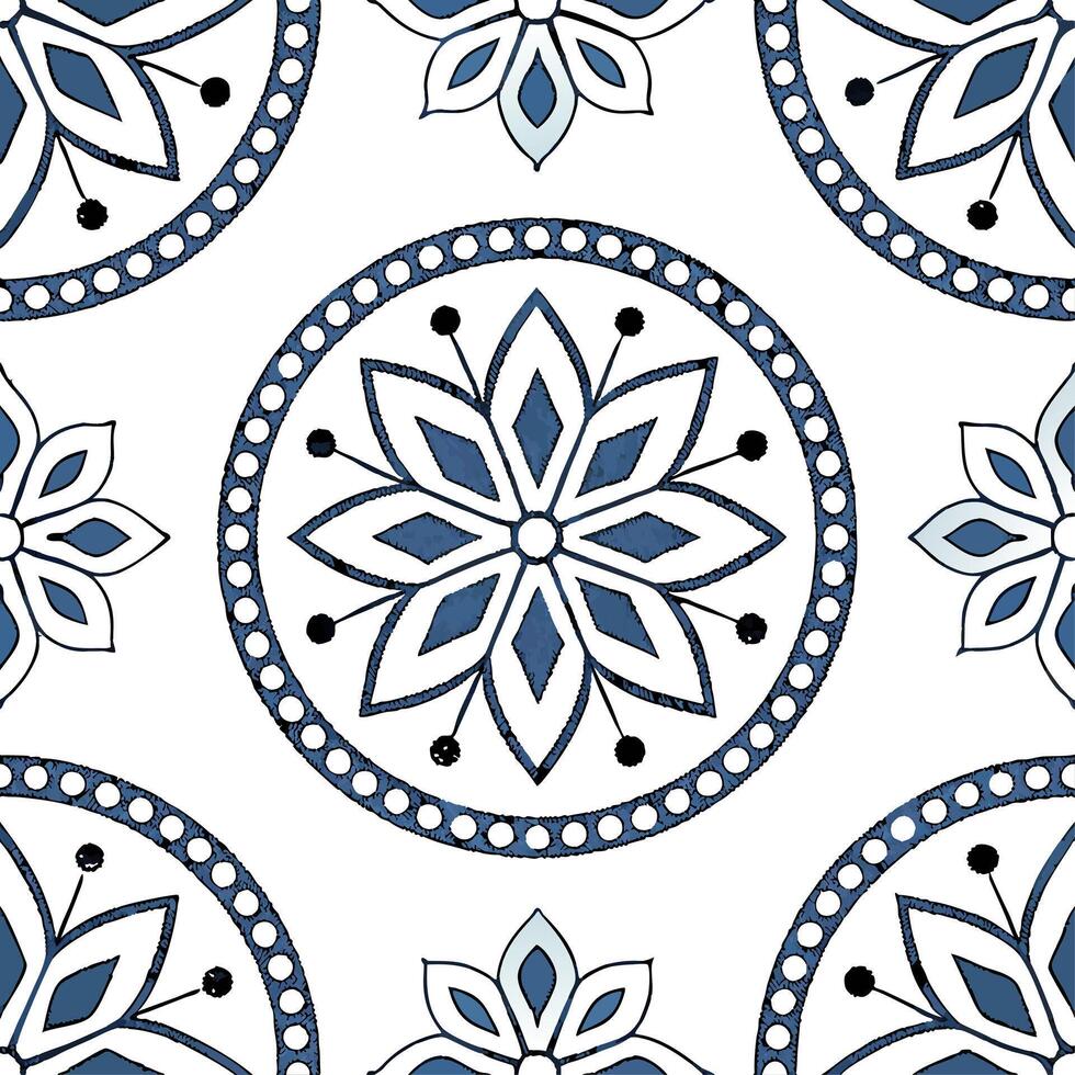 Clean Traditional Scandinavian folk patterns and snowflakes seamless tile pattern with cool tones concept as Cool tones highlight traditional Scandinavian folk patterns intertwined with vector