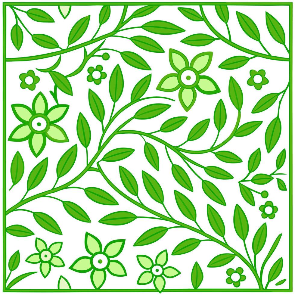 Clean Textured spring garden seamless pattern with greenery and vines for a lush nature inspired theme concept as Seamless greenery and vine elements arranged for a lush spring garden lo vector