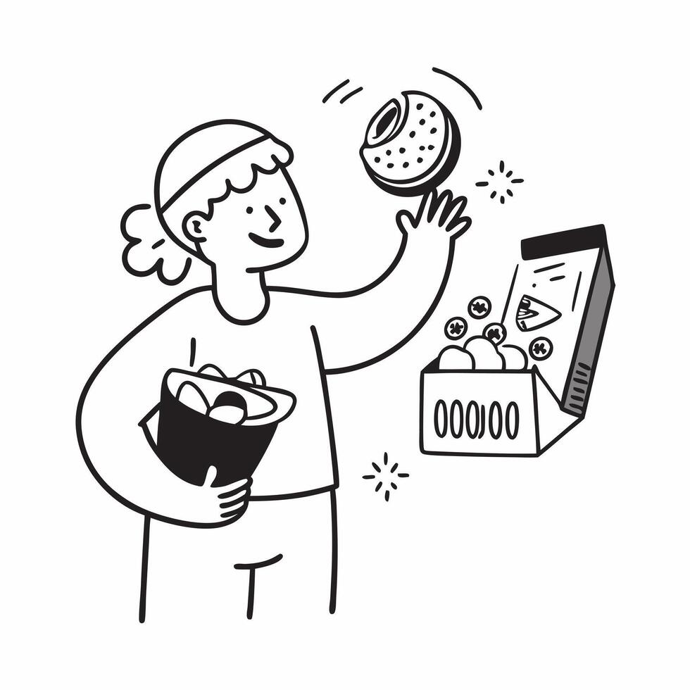 Clean Teacher with a study guide and a doodle symbolizing study focus and distraction with ample space for text concept as A teacher holding a study guide and a doodle representing dos vector