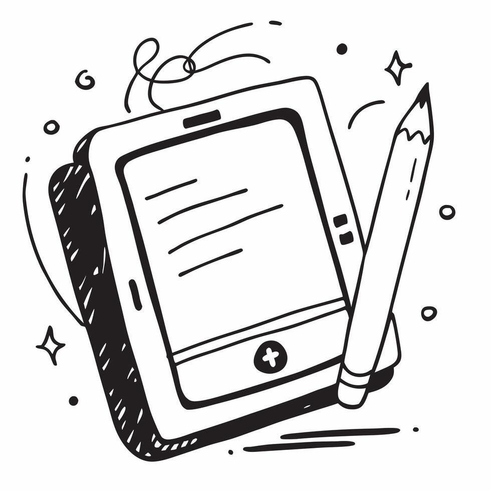 Clean Tablet and stylus with blank space for custom branding concept as A customizable tablet and stylus icon with blank space for adding custom branding elements making it suitable for vector