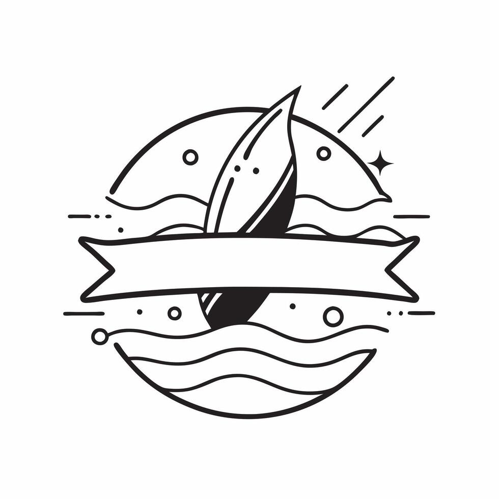 Clean Surfboard and waves icon with copy space for summer ads concept as A modern surfboard and waves icon design with generous copy space perfect for enhancing summer advertisements and vector
